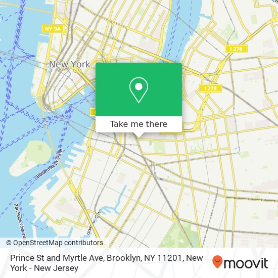 Prince St and Myrtle Ave, Brooklyn, NY 11201 map