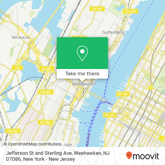 Jefferson St and Sterling Ave, Weehawken, NJ 07086 map