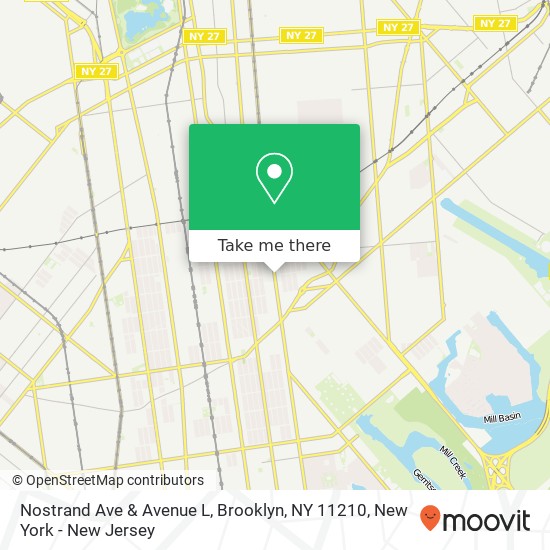 Mapa de Nostrand Ave & Avenue L, Brooklyn, NY 11210