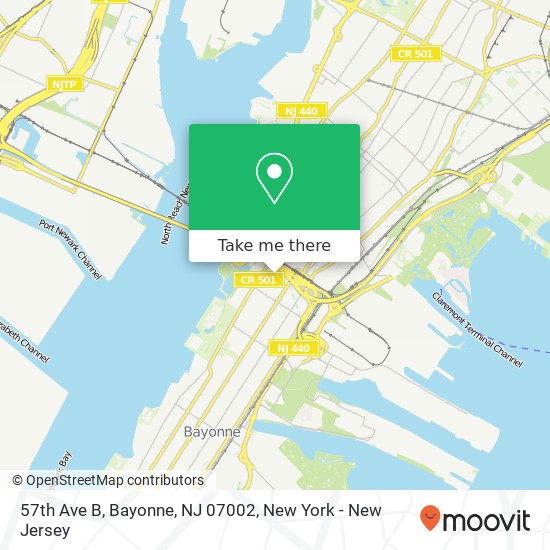 Mapa de 57th Ave B, Bayonne, NJ 07002