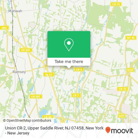 Mapa de Union CR-2, Upper Saddle River, NJ 07458