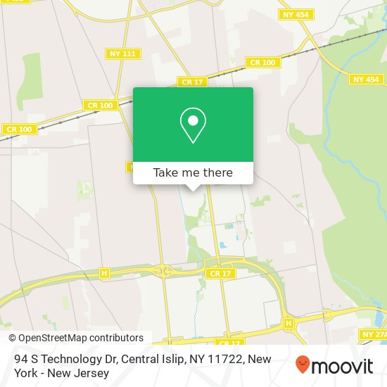 Mapa de 94 S Technology Dr, Central Islip, NY 11722