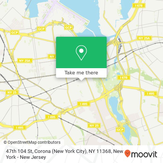 Mapa de 47th 104 St, Corona (New York City), NY 11368