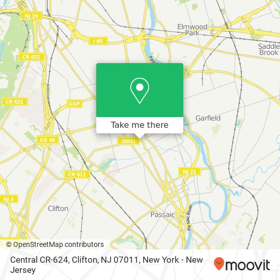 Mapa de Central CR-624, Clifton, NJ 07011