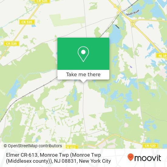 Mapa de Elmer CR-613, Monroe Twp (Monroe Twp (Middlesex county)), NJ 08831