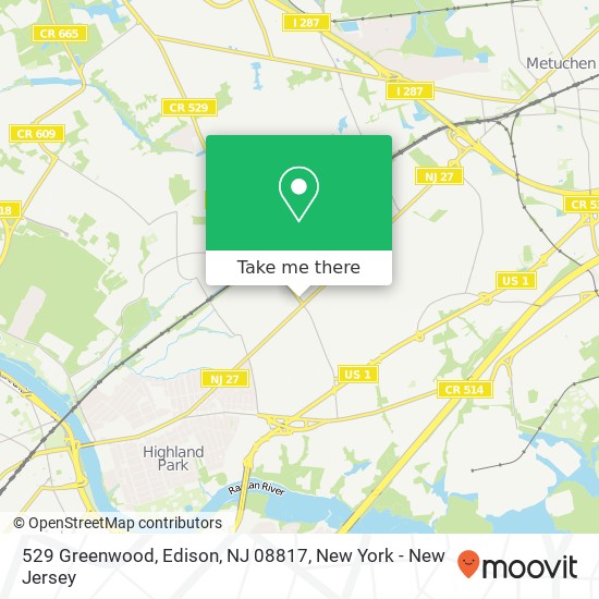 Mapa de 529 Greenwood, Edison, NJ 08817