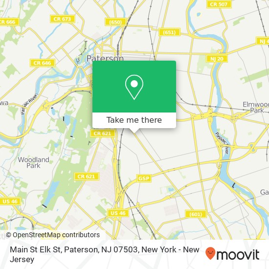 Mapa de Main St Elk St, Paterson, NJ 07503