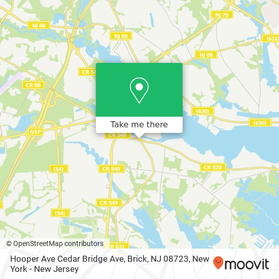 Mapa de Hooper Ave Cedar Bridge Ave, Brick, NJ 08723