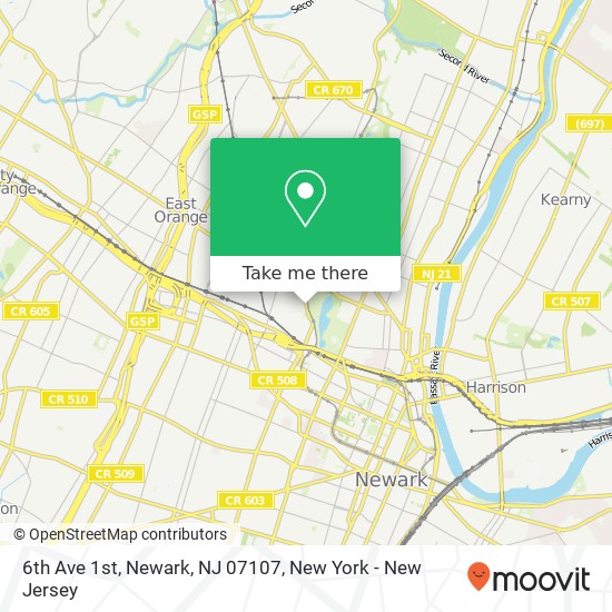 Mapa de 6th Ave 1st, Newark, NJ 07107