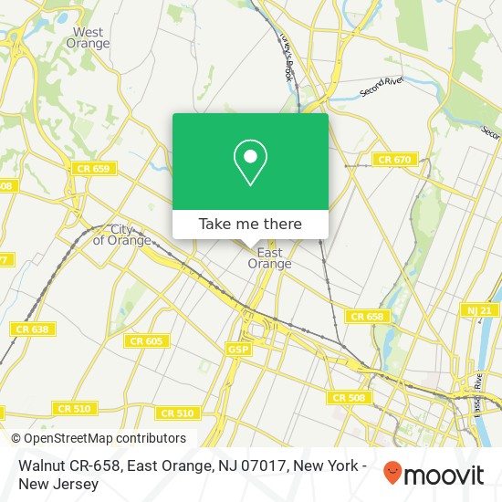 Mapa de Walnut CR-658, East Orange, NJ 07017