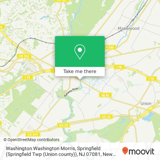 Washington Washington Morris, Springfield (Springfield Twp (Union county)), NJ 07081 map