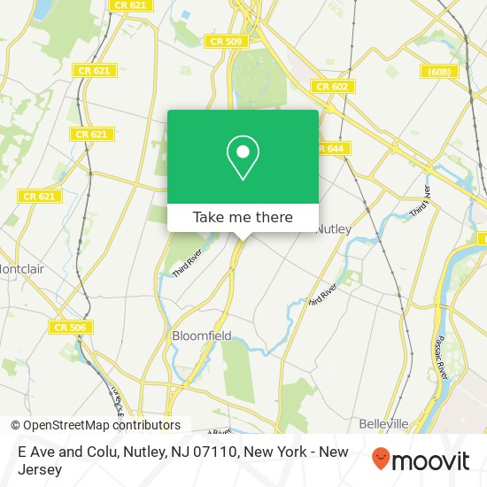 Mapa de E Ave and Colu, Nutley, NJ 07110