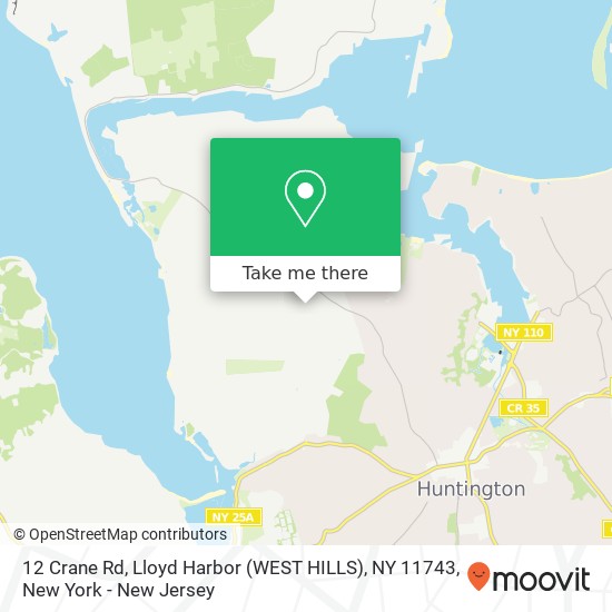 Mapa de 12 Crane Rd, Lloyd Harbor (WEST HILLS), NY 11743
