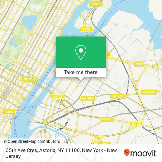 Mapa de 35th Ave Cres, Astoria, NY 11106