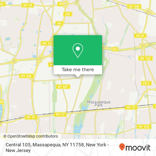 Mapa de Central 105, Massapequa, NY 11758