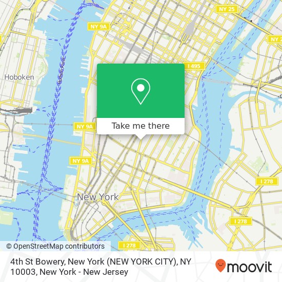 Mapa de 4th St Bowery, New York (NEW YORK CITY), NY 10003