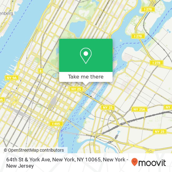 64th St & York Ave, New York, NY 10065 map