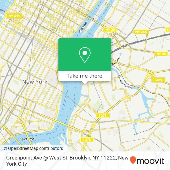 Greenpoint Ave @ West St, Brooklyn, NY 11222 map