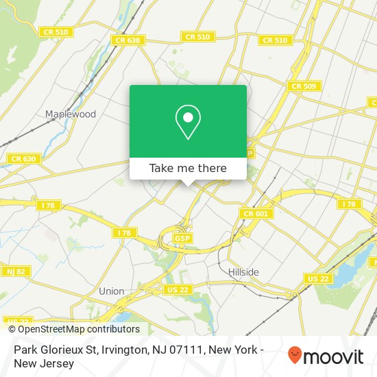 Mapa de Park Glorieux St, Irvington, NJ 07111