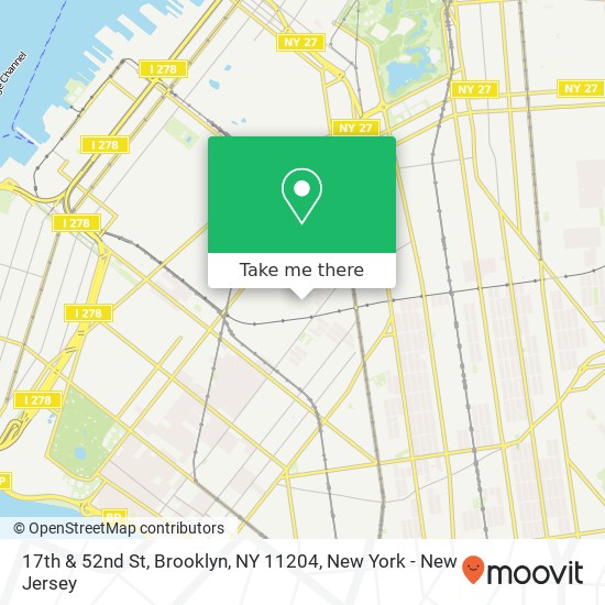 Mapa de 17th & 52nd St, Brooklyn, NY 11204