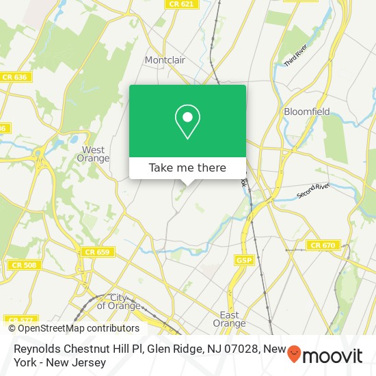 Mapa de Reynolds Chestnut Hill Pl, Glen Ridge, NJ 07028