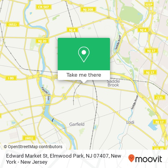 Mapa de Edward Market St, Elmwood Park, NJ 07407