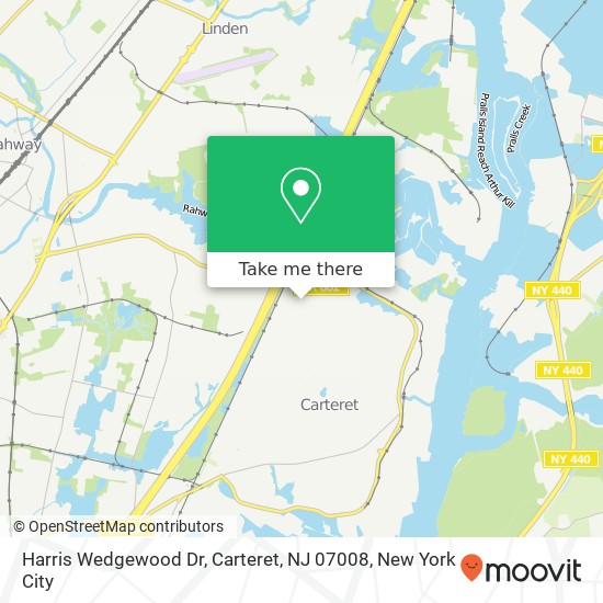 Mapa de Harris Wedgewood Dr, Carteret, NJ 07008