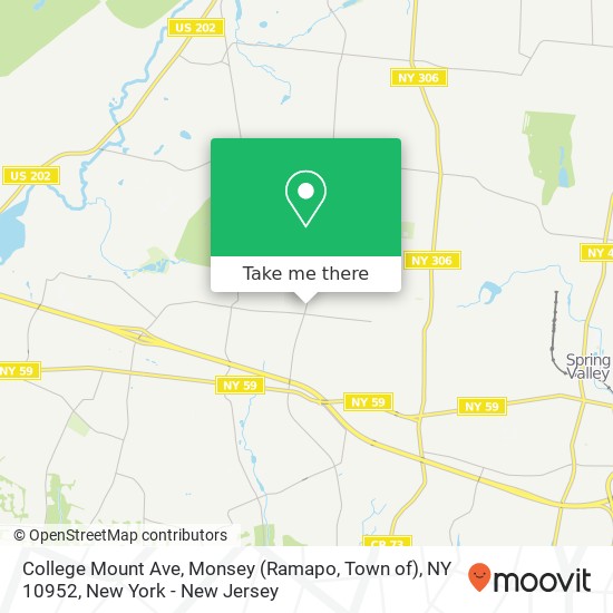 Mapa de College Mount Ave, Monsey (Ramapo, Town of), NY 10952