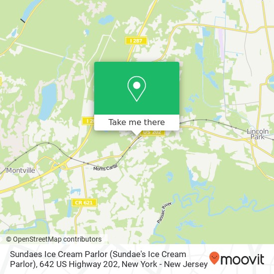 Mapa de Sundaes Ice Cream Parlor (Sundae's Ice Cream Parlor), 642 US Highway 202
