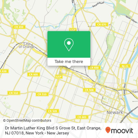 Dr Martin Luther King Blvd S Grove St, East Orange, NJ 07018 map