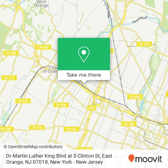 Mapa de Dr Martin Luther King Blvd at S Clinton St, East Orange, NJ 07018