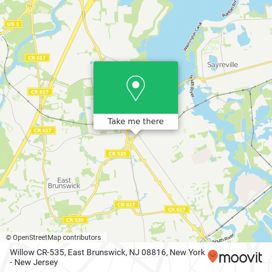 Mapa de Willow CR-535, East Brunswick, NJ 08816