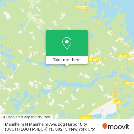 Mapa de Mannheim N Mannheim Ave, Egg Harbor City (SOUTH EGG HARBOR), NJ 08215
