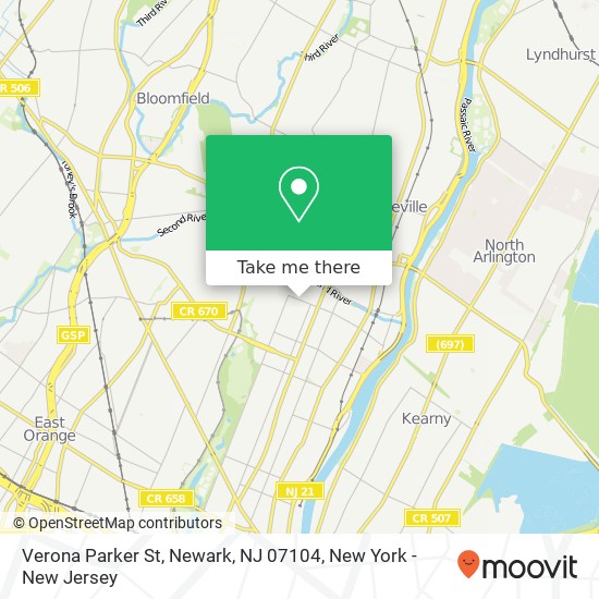 Mapa de Verona Parker St, Newark, NJ 07104