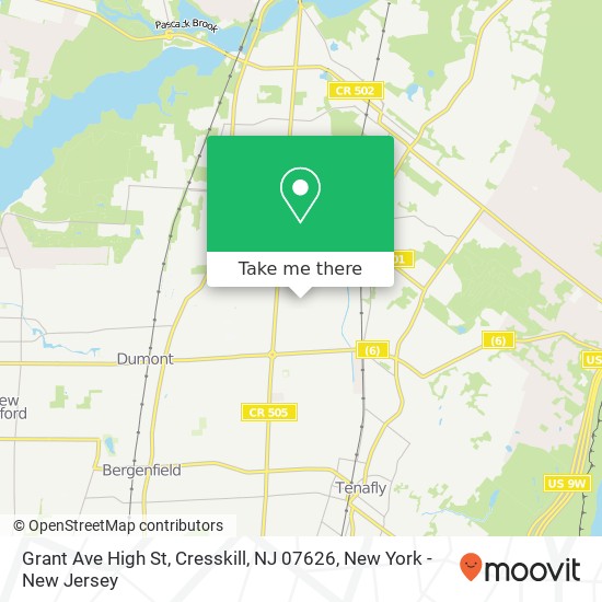 Mapa de Grant Ave High St, Cresskill, NJ 07626