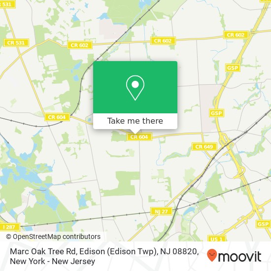 Mapa de Marc Oak Tree Rd, Edison (Edison Twp), NJ 08820