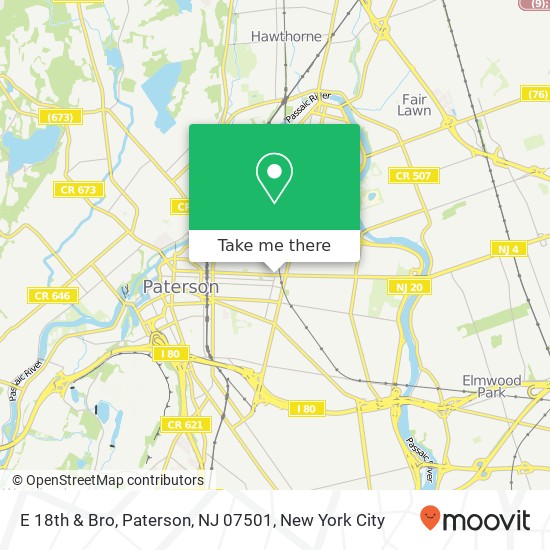 Mapa de E 18th & Bro, Paterson, NJ 07501
