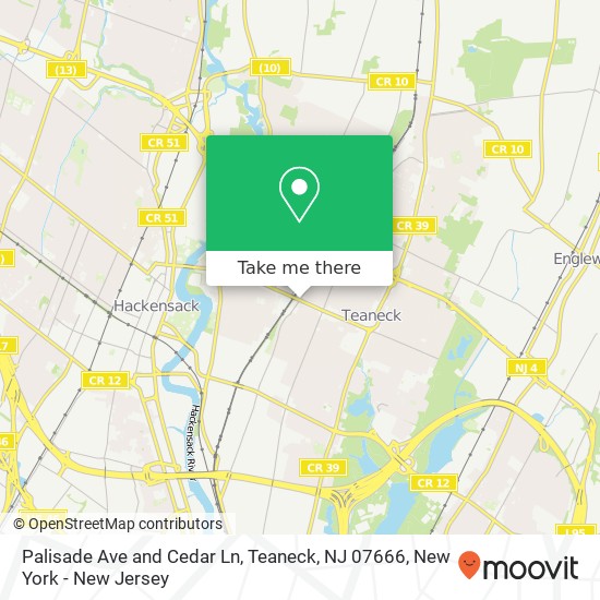 Palisade Ave and Cedar Ln, Teaneck, NJ 07666 map