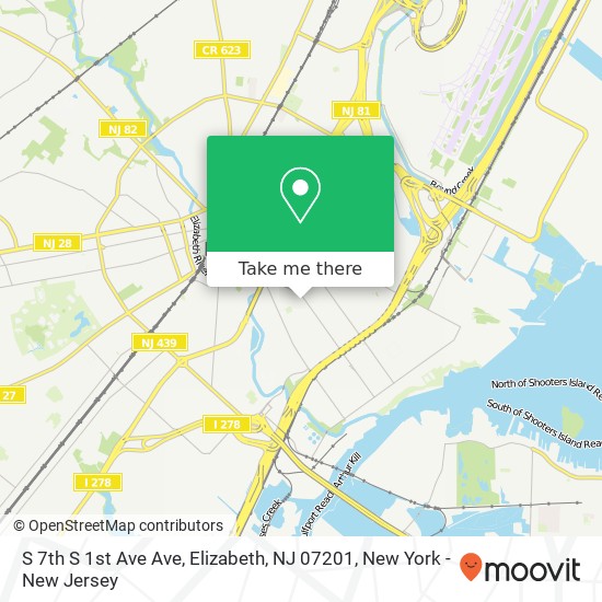 Mapa de S 7th S 1st Ave Ave, Elizabeth, NJ 07201