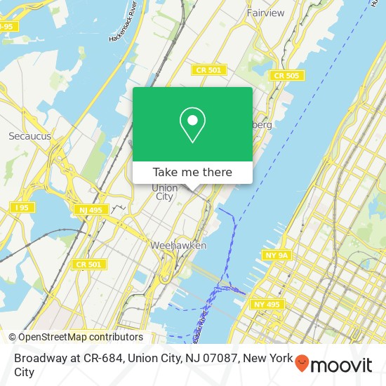 Mapa de Broadway at CR-684, Union City, NJ 07087