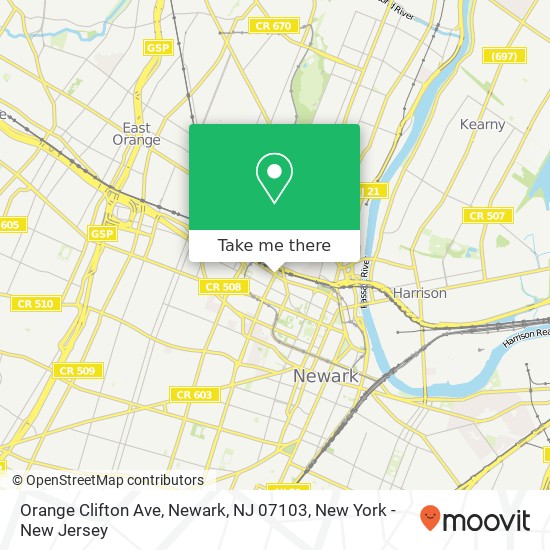 Mapa de Orange Clifton Ave, Newark, NJ 07103