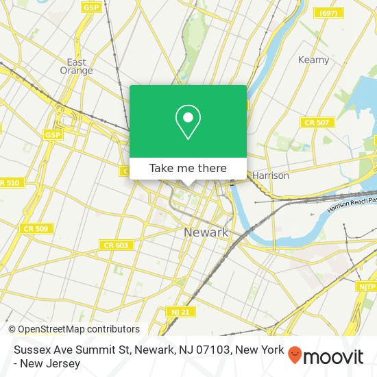 Mapa de Sussex Ave Summit St, Newark, NJ 07103