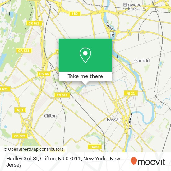 Mapa de Hadley 3rd St, Clifton, NJ 07011