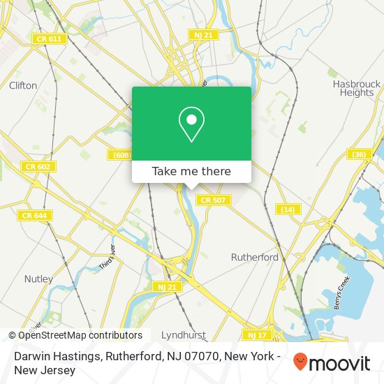 Mapa de Darwin Hastings, Rutherford, NJ 07070