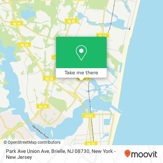 Mapa de Park Ave Union Ave, Brielle, NJ 08730