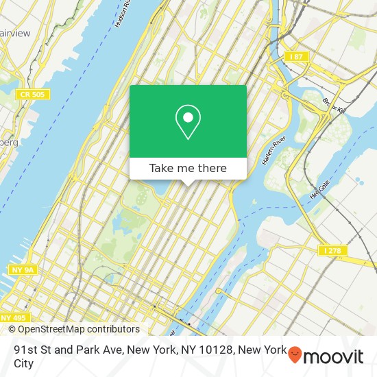 Mapa de 91st St and Park Ave, New York, NY 10128