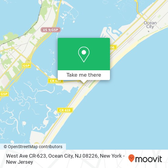 Mapa de West Ave CR-623, Ocean City, NJ 08226