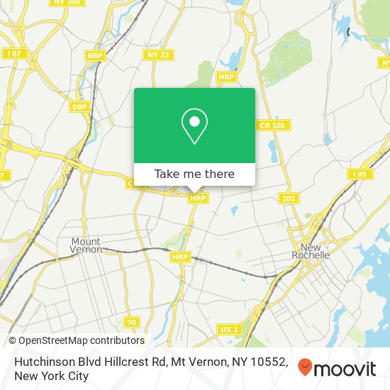 Hutchinson Blvd Hillcrest Rd, Mt Vernon, NY 10552 map