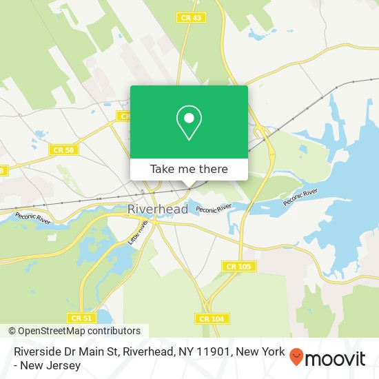 Riverside Dr Main St, Riverhead, NY 11901 map