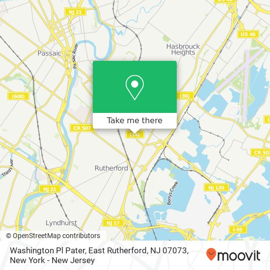 Mapa de Washington Pl Pater, East Rutherford, NJ 07073